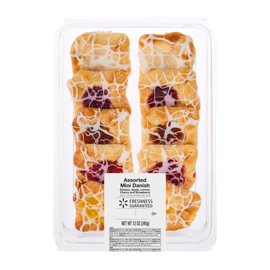 Freshness Guaranteed Assorted Mini Danish Baked Pastries with Light Glaze, 12 oz, 10 Count