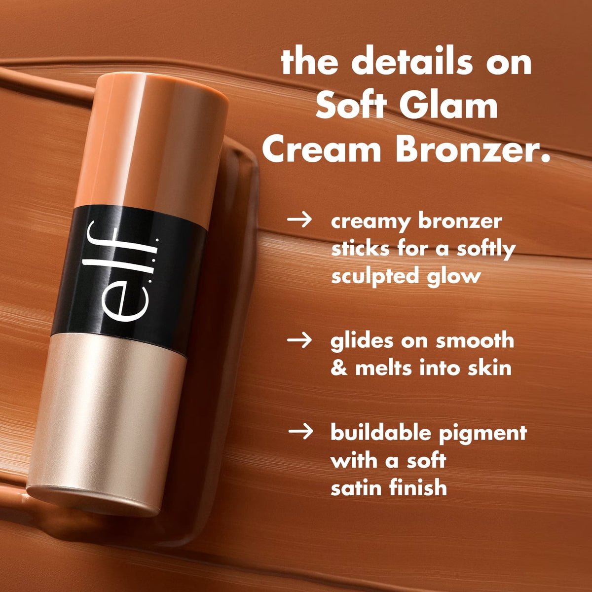 e.l.f. Soft Glam Cream Bronzer, Light/Medium, 0.33 oz