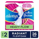 (3 pack) Always Radiant with FlexFoam Pads, Size 2, Heavy, with Wings, Scented, 26 Count