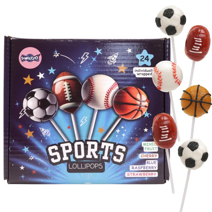 Sports Ball Lollipops, Themed Birthday Party Candy, 24 Count, 14.6 Ounce Box