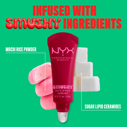 NYX Professional Makeup Smushy Matte Lip Balm, Squeeze N' Sizzle, Cherry Red, 0.27 fl oz