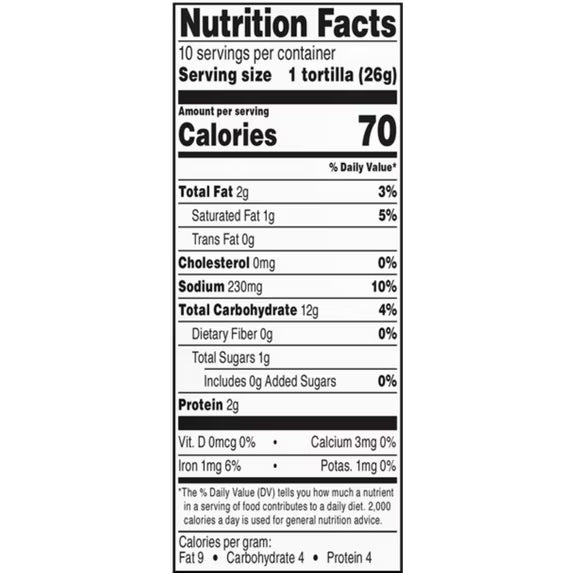 Marketside Authentic 6 Ingredient Flour Tortillas, Street Taco, 10 Count