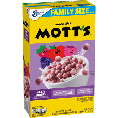 Mott's Very Berry Cereal, Made with Apple Puree, Whole Grain, Family Size, 21.6 oz