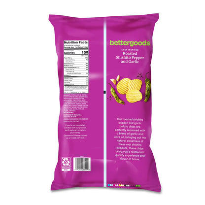 bettergoods Roasted Shishito Pepper & Garlic Wavy Potato Chips, 8 oz
