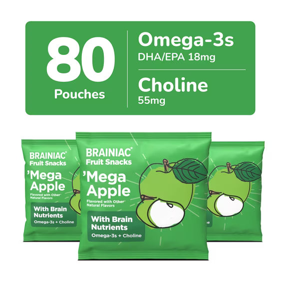 Brainiac Fruit Snacks with BrainPack, 'Mega Apple, 80ct