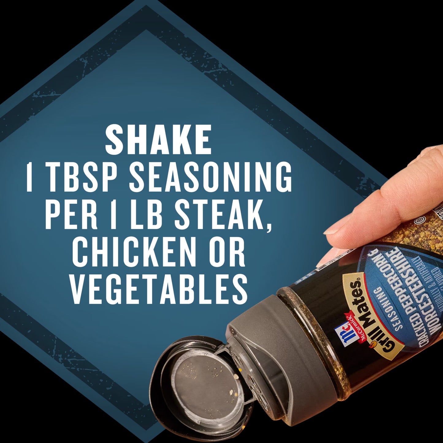 Grill Mates Kosher Cracked Peppercorn & Worcestershire Seasoning, 2.75 oz Bottle