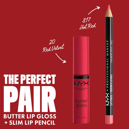 NYX Professional Makeup Butter Gloss, Non-sticky Lip Gloss, Red Velvet 0.27 Oz