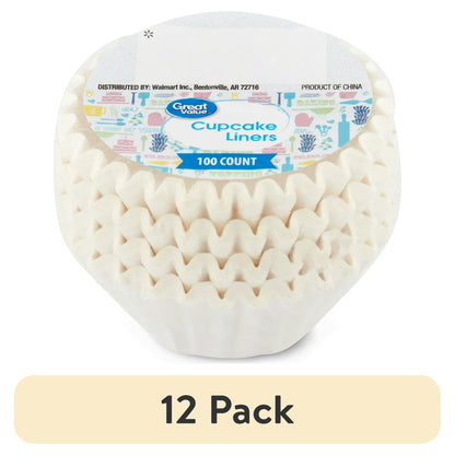 (12 pack) Great Value Mini Cupcake Liners, White, 100 Count