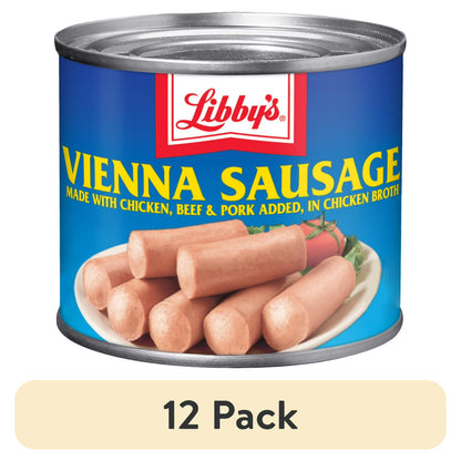 (12 pack) Libby's Vienna Sausage in Chicken Broth, 10g Protein Per Serving, Canned Sausage, 4.6 oz.Can