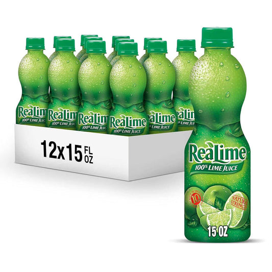 (12 pack) Realime 100% Lime Juice, 15 Fl Oz, 1 Count
