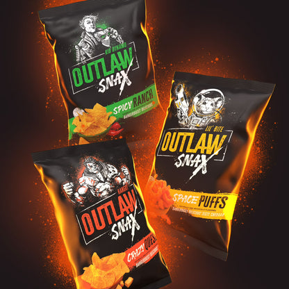 Outlaw Snax Crazy Queso Flavored Tortilla Snack Chips, Family Size 10 Ounce Bag