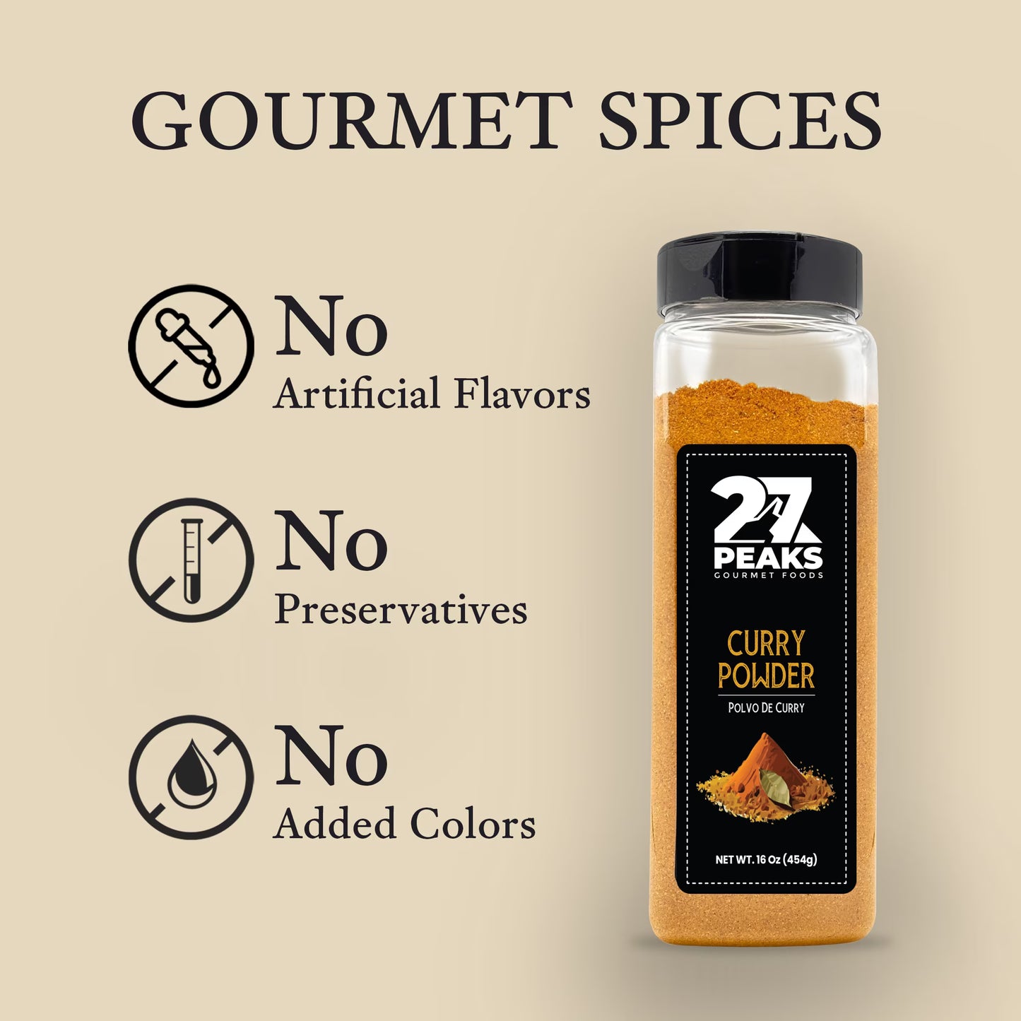 27 Peaks Gourmet No Artificial Flavors Curry Powder, 16 oz Bottle