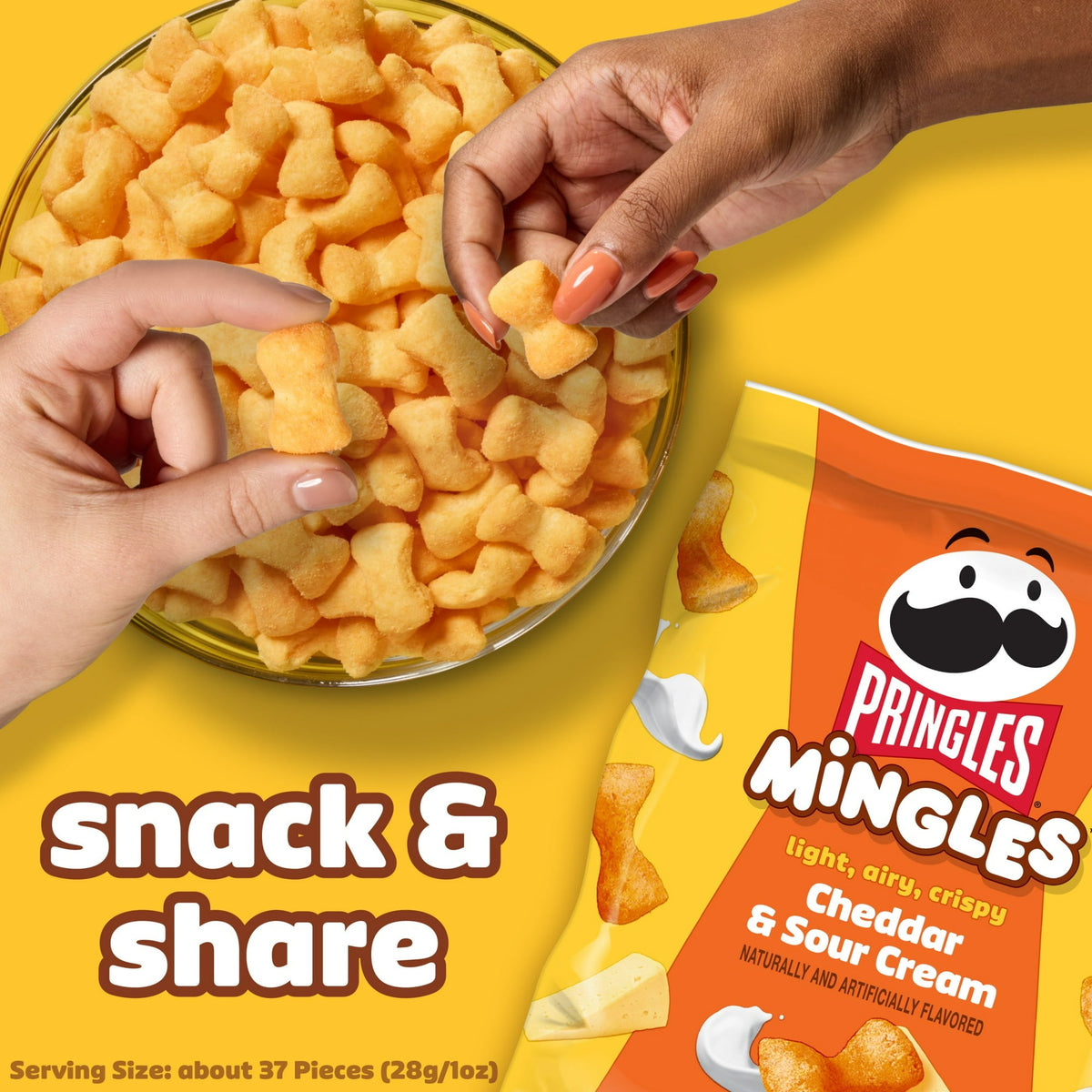 Pringles Mingles Cheddar and Sour Cream Puffed Snacks, Cheese Puffs, 5.5 oz