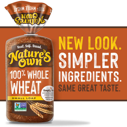 Nature's Own 100% Whole Wheat, Non-GMO Small Loaf Bread, Sandwich Bread, 12 oz Loaf