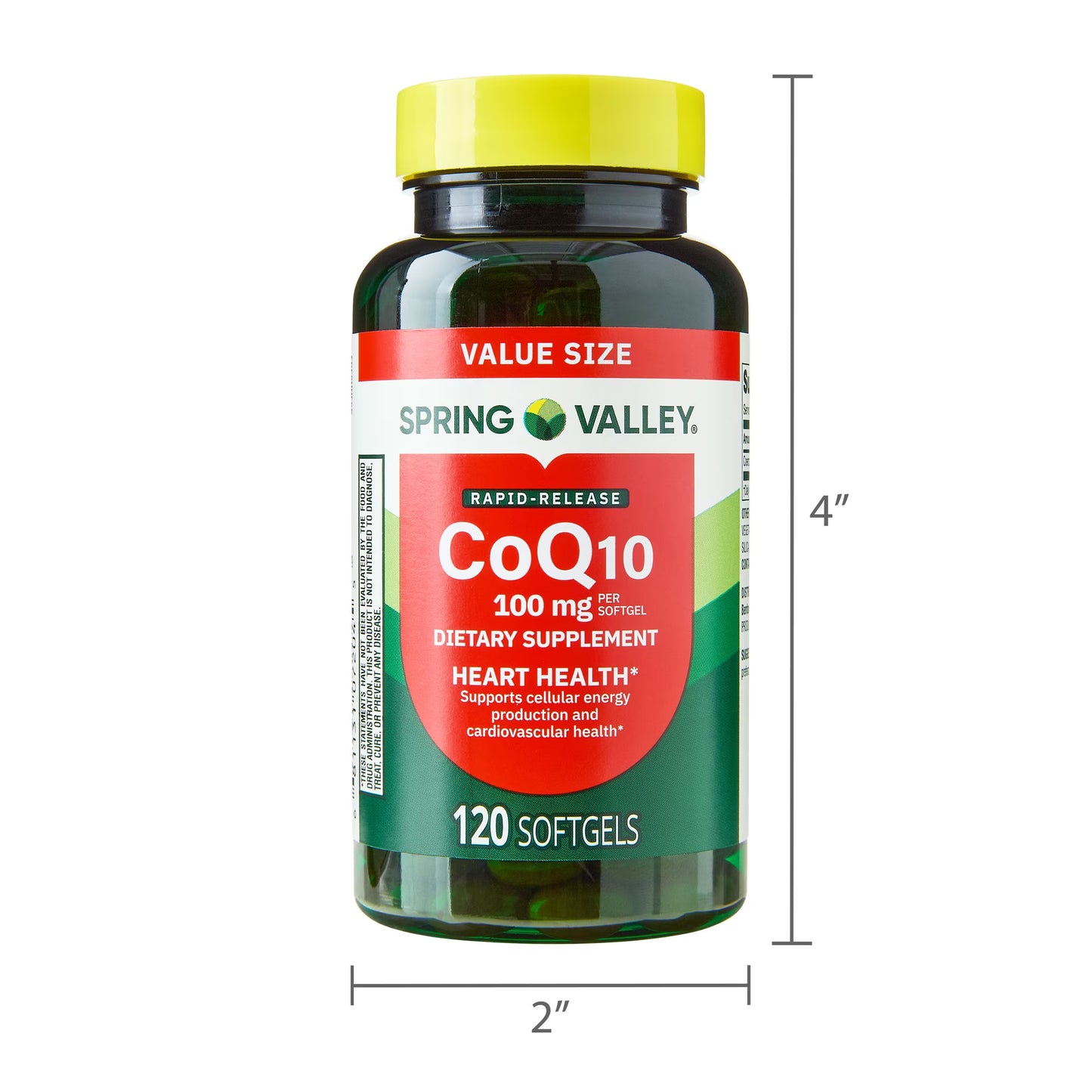 Spring Valley Rapid-Release CoQ10 Heart Health Dietary Supplement Softgels, 100 mg, 120 Count