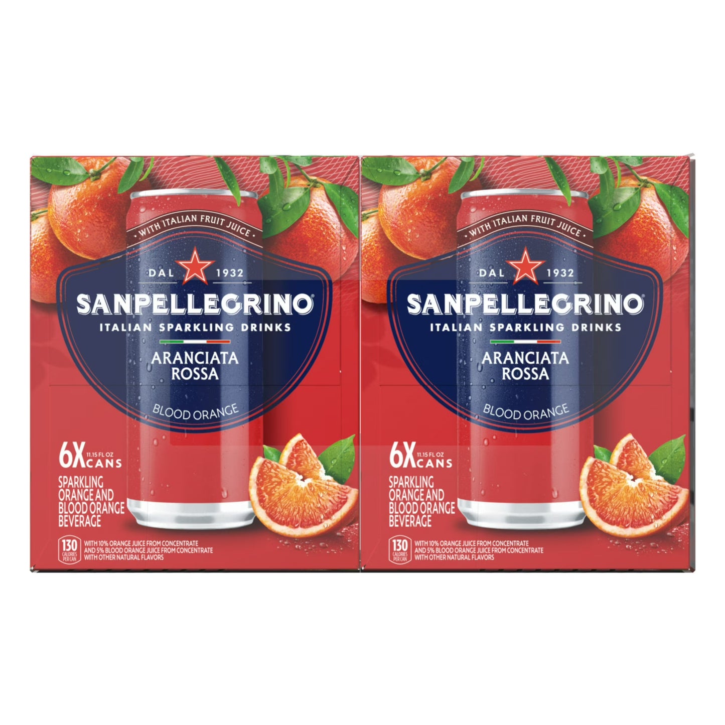 Sanpellegrino Italian Sparkling Drink Aranciata Rossa, Sparkling Orange and Blood Orange Beverage, 24 Pack of Cans