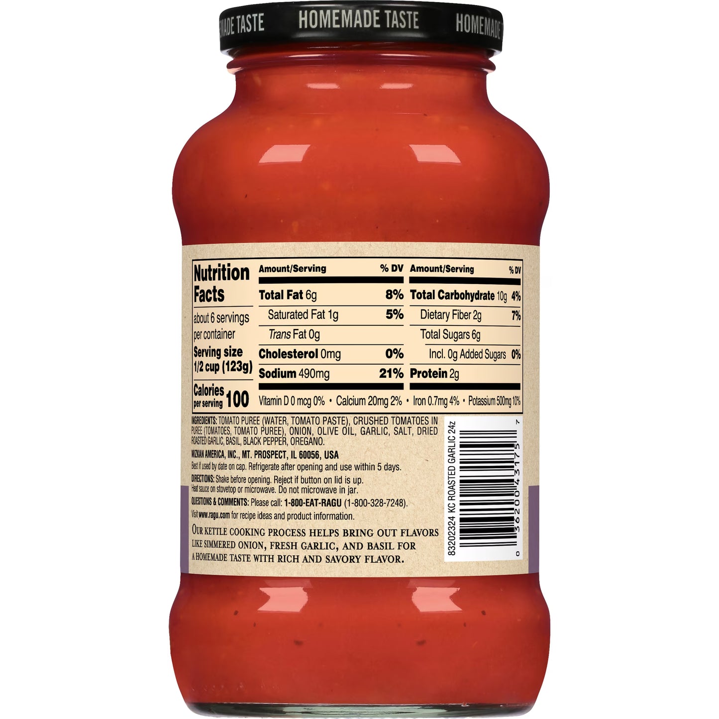 RAGU Kettle Cooked Roasted Garlic Pasta Sauce, 24 oz