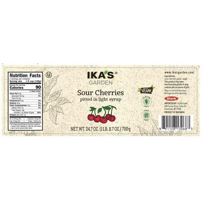 Ika’s Garden Pitted Sour Cherries in Light Syrup, 24.7 oz Jar