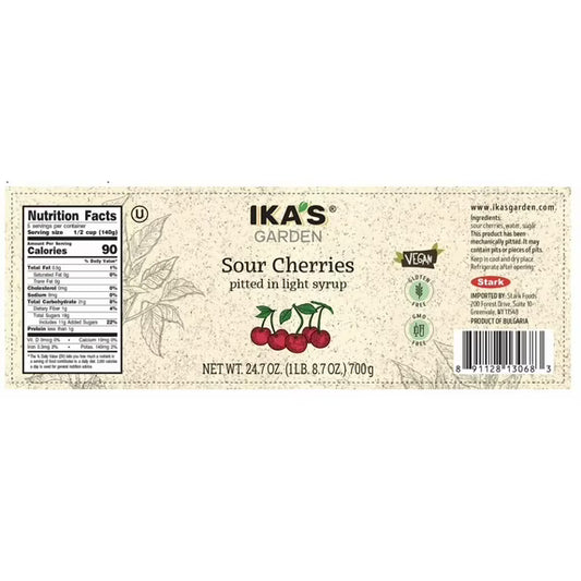 Ika’s Garden Pitted Sour Cherries in Light Syrup, 24.7 oz Jar