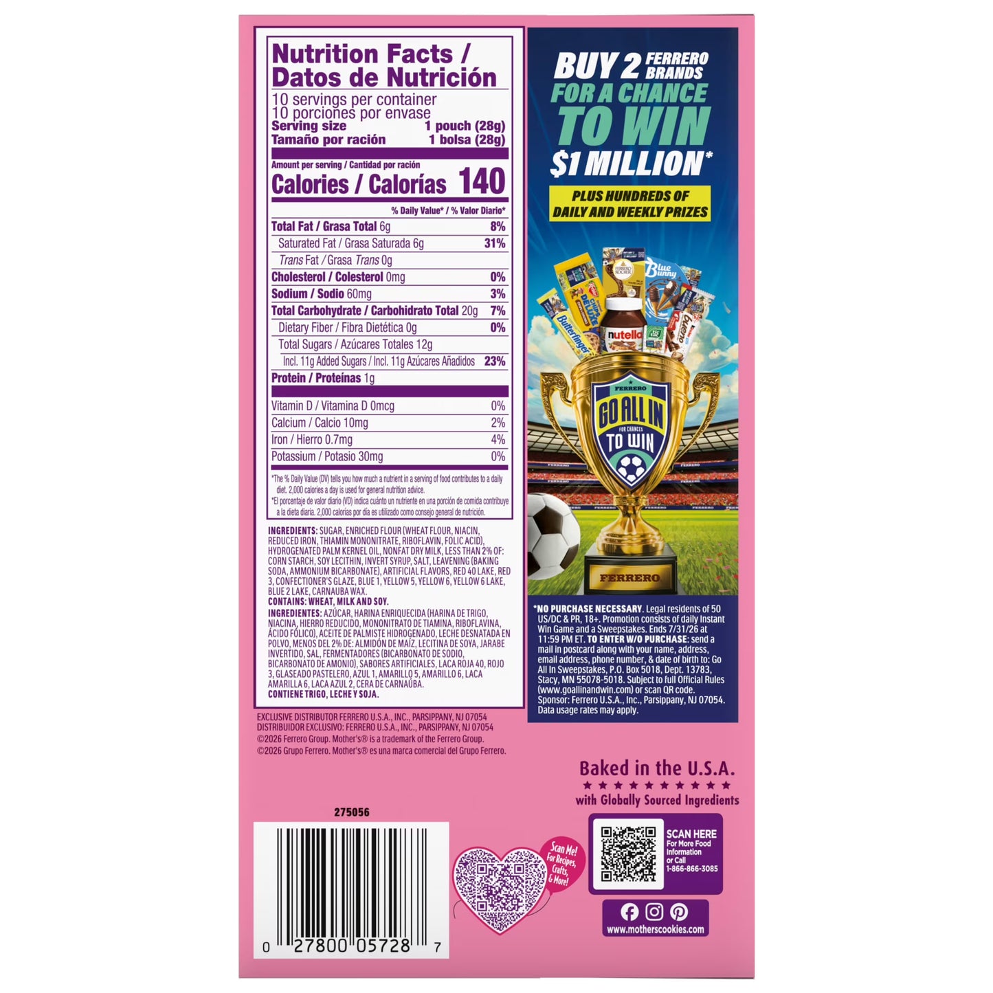 Mother’s Original Circus Animal, Frosted Animal Cookies with Rainbow Sprinkles, 10 packs, 1 oz Each