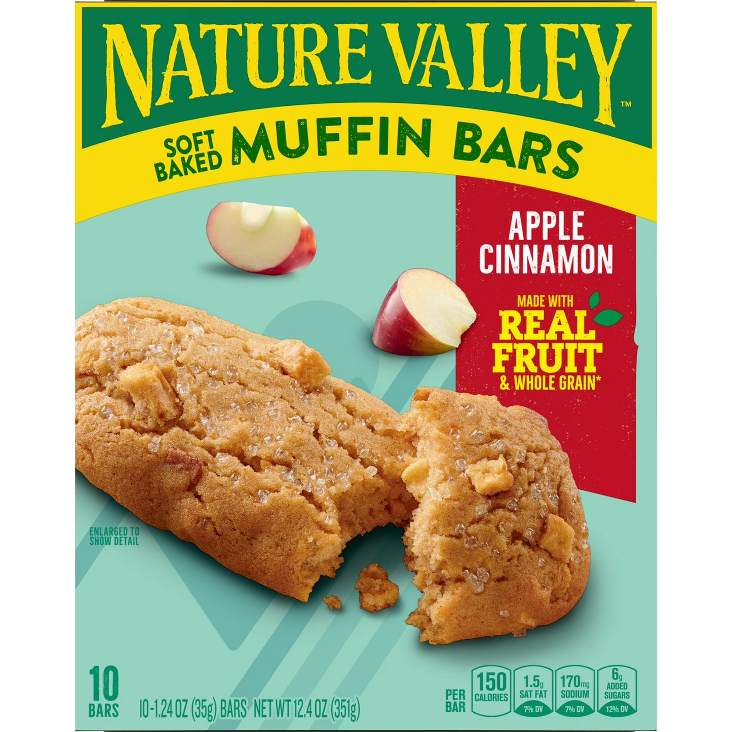 (6 pack) Nature Valley Soft Baked Muffin Bars, Apple Cinnamon, Snack Bars, 10 Bars, 12.4 oz