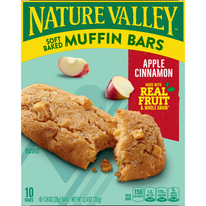 (6 pack) Nature Valley Soft Baked Muffin Bars, Apple Cinnamon, Snack Bars, 10 Bars, 12.4 oz