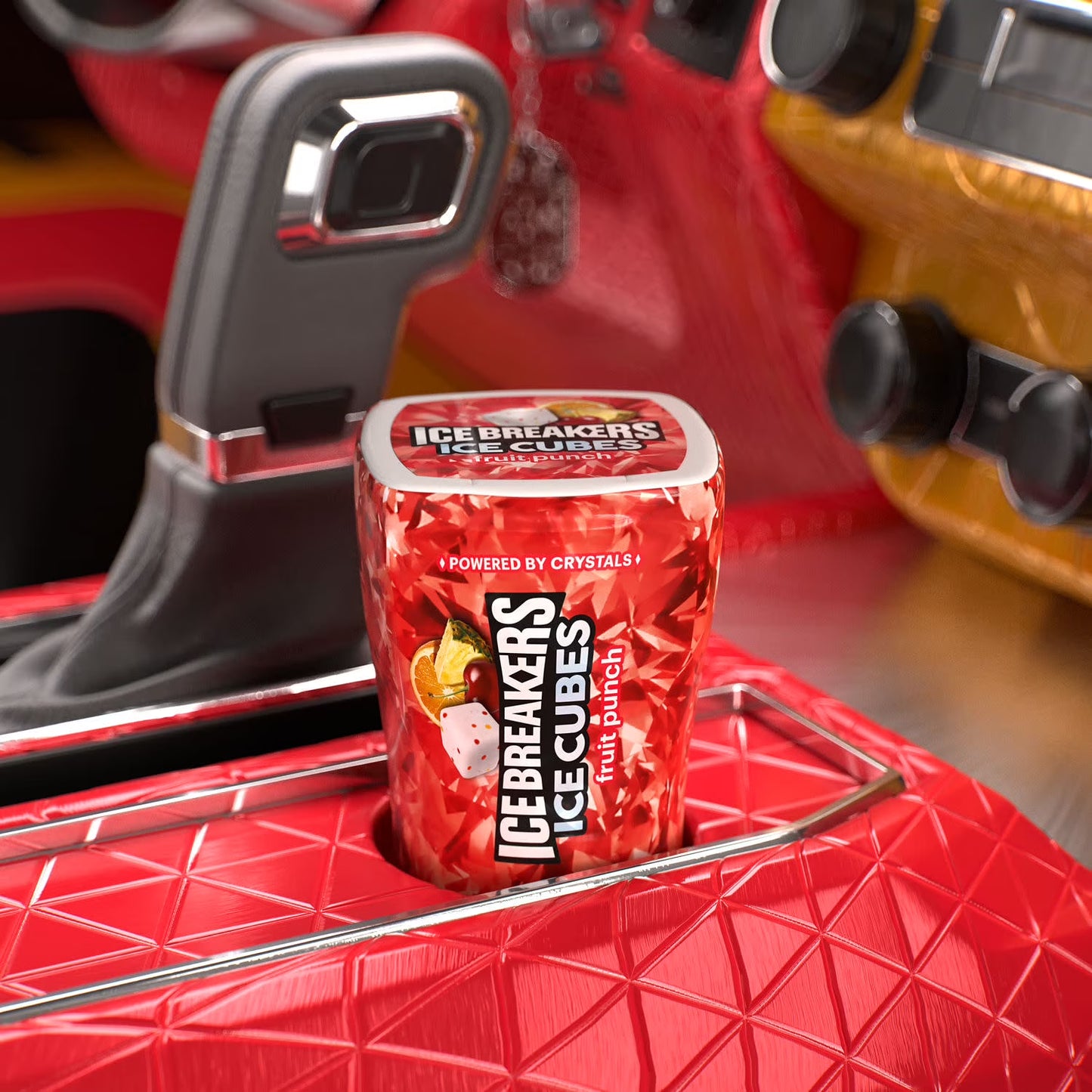 Ice Breakers Ice Cubes Fruit Punch Flavored Sugar Free Chewing Gum, Bottle 3.24 oz, 40 Pieces
