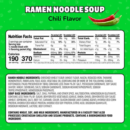 Maruchan Ramen Noodle Soup, Chili Flavor Instant Noodles, 3 oz