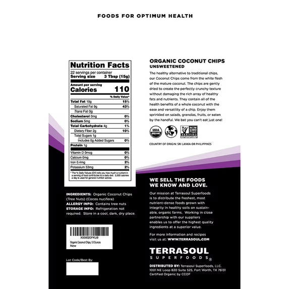 Terrasoul Superfoods Organic Raw Coconut Chips (Organic), 12 Oz