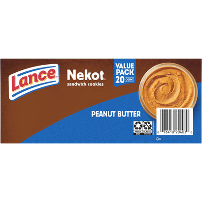 Lance Sandwich Cookies, Nekot Peanut Butter, 20 Individually Wrapped Packs, 6 Sandwiches Each