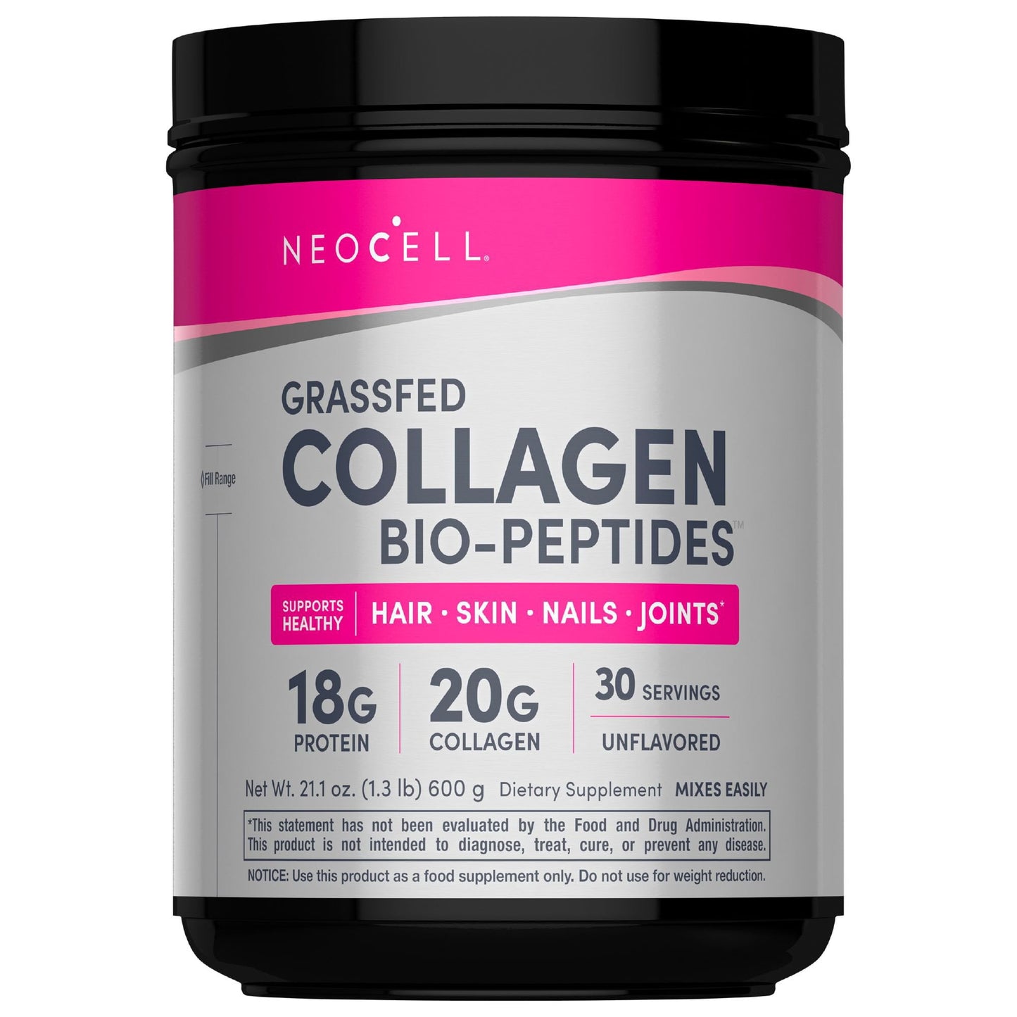 NeoCell Super Collagen Peptides, Unflavored Powder, Collagen Type 1 & 3 21.2 oz.
