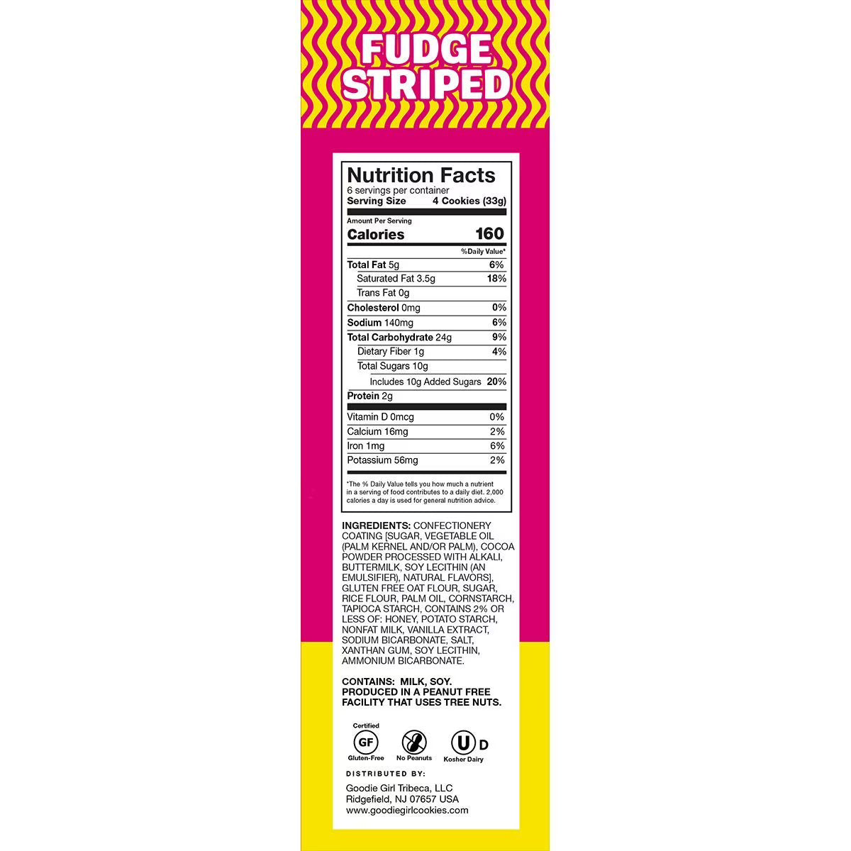 Goodie Girl Cookies Gluten Free Baked Fudge Striped Cookies, Shelf-Stable, 7 oz