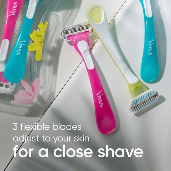 Venus Tropical Women's 3 Blade Disposable Razor, 3 count, Multi-Color