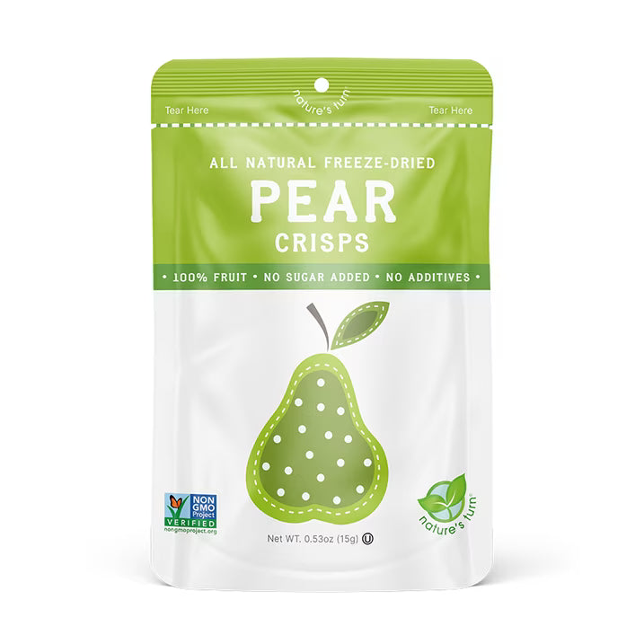 Nature’s Turn Freeze-Dried Pear Crisps, No Added Sugar, Healthy Natural Fruit Crisp Snack for School Lunches, 6 Pack (0.53 oz Each)