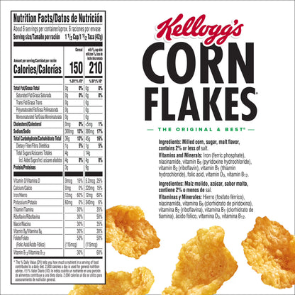 Kellogg's Corn Flakes Original Breakfast Cereal Box, 9.6 oz