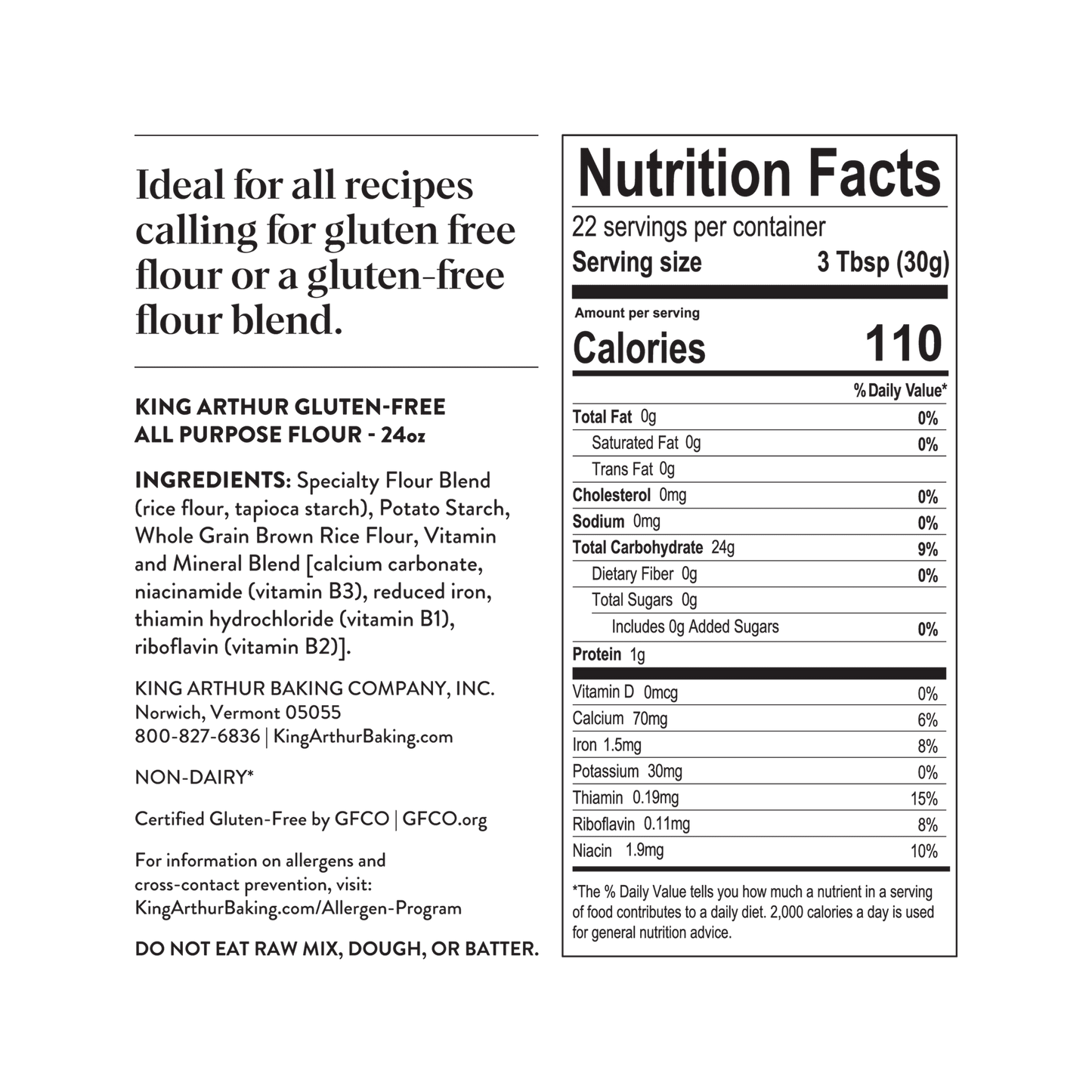 King Arthur Baking Company Non-GMO Project Verified, Certified Gluten-Free All-Purpose Flour, 24 oz Box