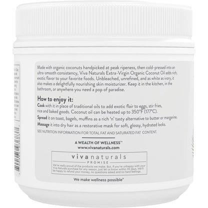 Viva Naturals Organic Extra Virgin Coconut Oil, 32 fl oz (946 ml)