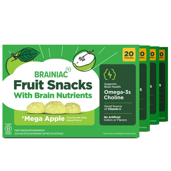 Brainiac Fruit Snacks with BrainPack, 'Mega Apple, 80ct