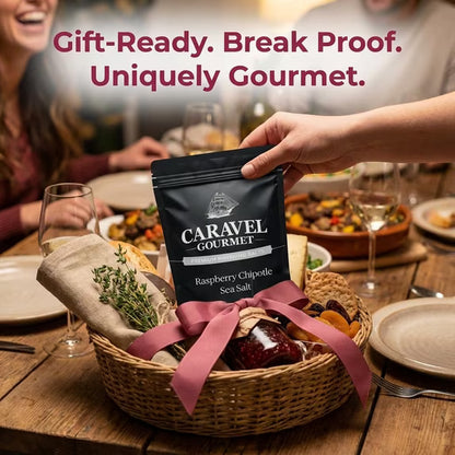 Raspberry Chipotle Sea Salt for Cooking & Finishing, Gluten-Free – 14 oz Refill Pouch by Caravel Gourmet