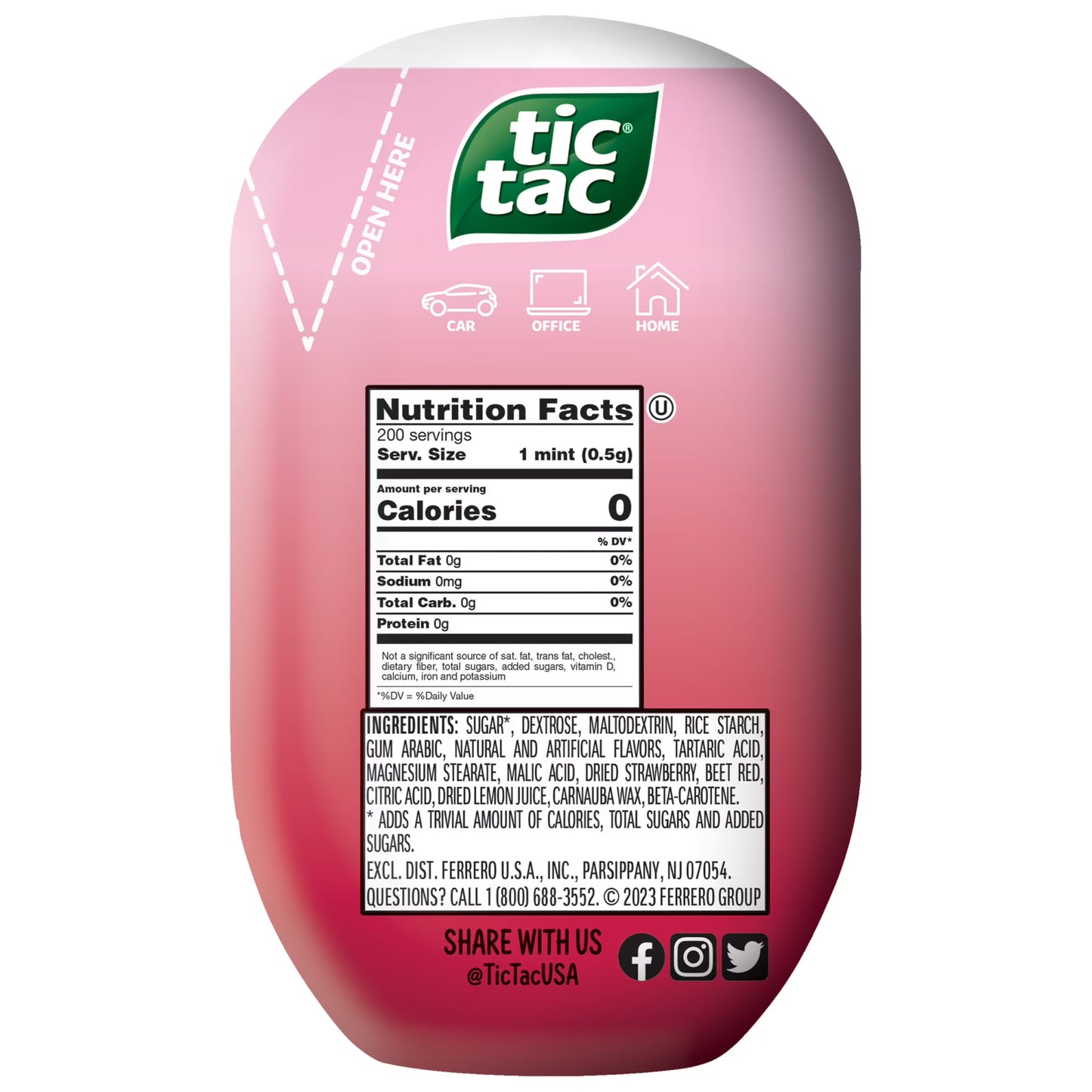 Tic Tac Strawberry & Cream, On-the-Go Pocket-Sized Mints, 200 pieces, 3.4 oz Bottle Pack
