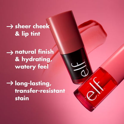 e.l.f. Sheer For It Blush Tint, Buildable Stain For Lips + Cheeks, Pink Positive, 0.22 fl oz