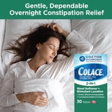 Colace 2-in-1 Stool Softener Plus Stimulant Laxative Tablets, 30 Count