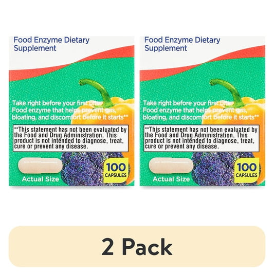 ( 2 pack ) Equate Gas Relief and Prevention Food Enzyme Capsules, 100 Count, Compare to Beano