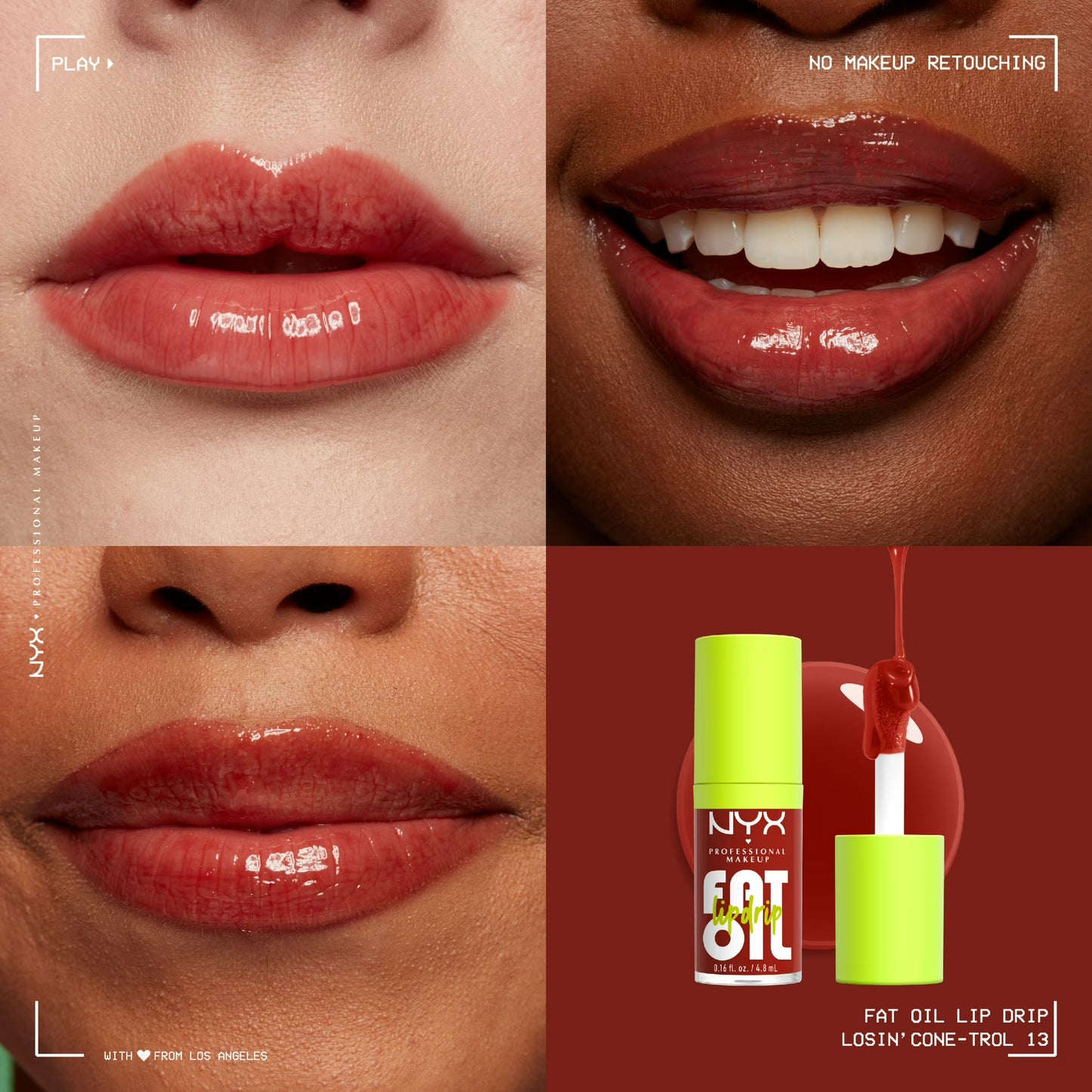 NYX Professional Makeup Fat Oil Lip Drip Hydrating Lip Gloss with Oil Blend, Losin Control, 0.16 fl oz