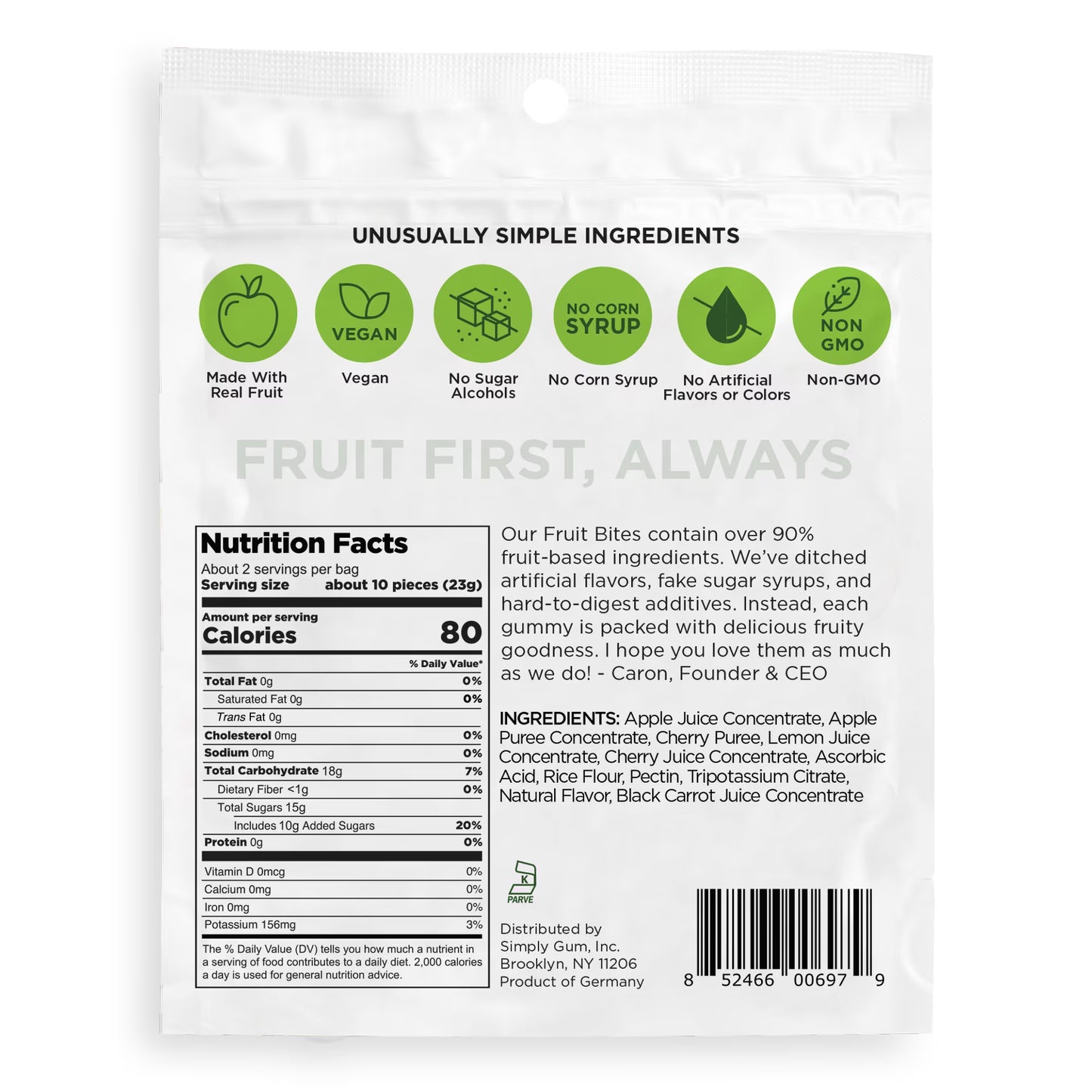 SIMPLYFruit Bites, Healthy Fruit Snacks, Cherry & Apple, 6 Pack (1.8 oz)