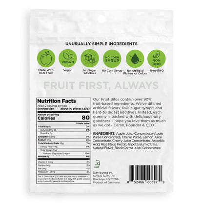SIMPLYFruit Bites, Healthy Fruit Snacks, Cherry & Apple, 6 Pack (1.8 oz)