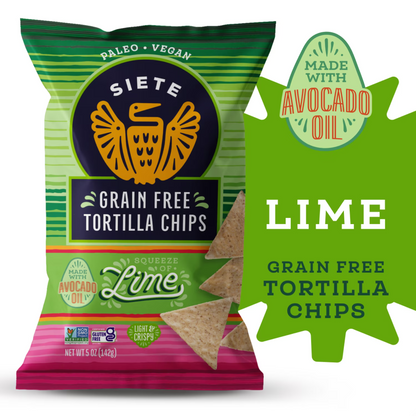 Siete Family Foods Tortilla Chip, Hint of Lime, 5 oz Bag