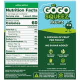 GoGo squeeZ No Sugar Added Apple Applesauce & Fruit Puree Pouches, 3.2 oz (4 Pack)