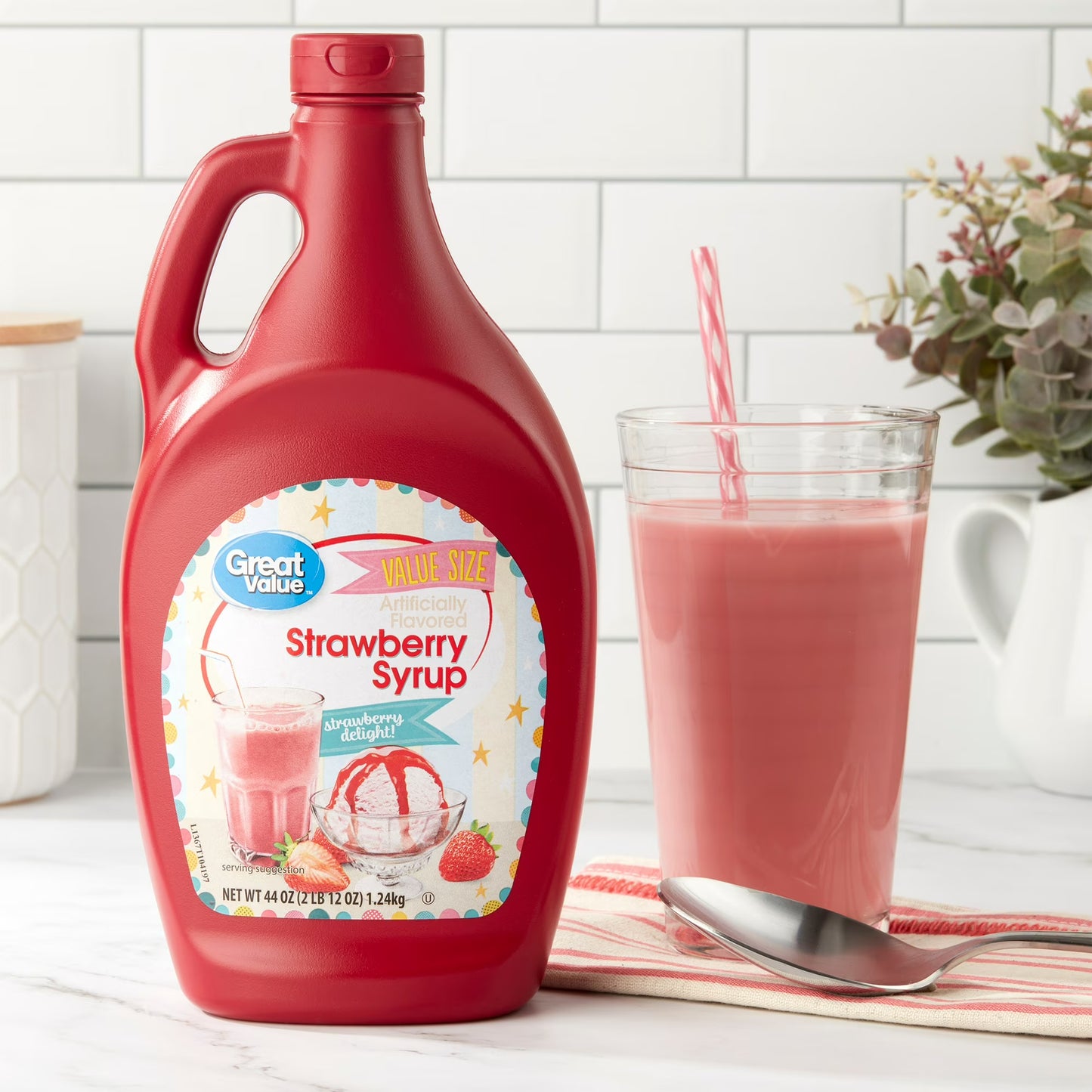 Great Value Strawberry Syrup, Value Size, 44 oz