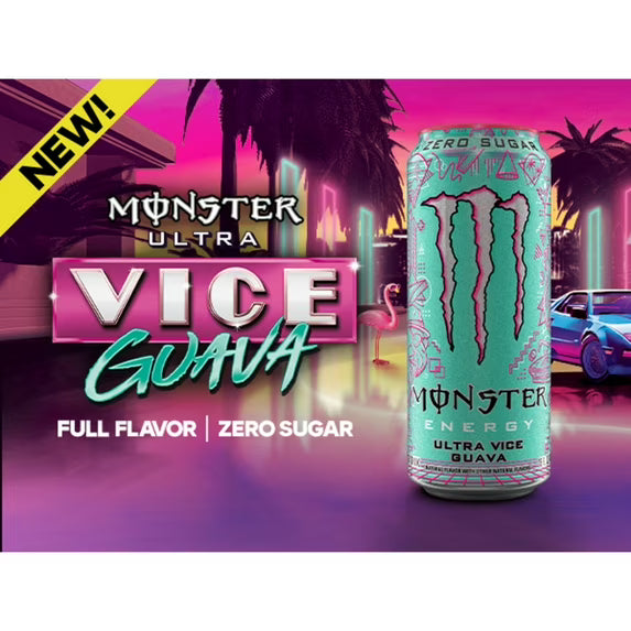Monster Energy Ultra, Vice Guava, Sugar Free Energy Drink, 16 Fl Oz